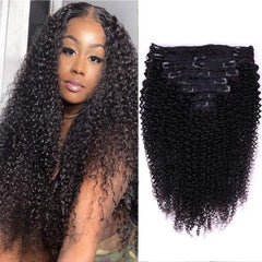 Kinky Curly Clip In Hair Extensions For Women