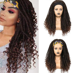 Long Dreadlock Wig With Headband Synthetic Soft Faux Locs Wigs