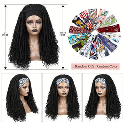 Long Dreadlock Wig With Headband Synthetic Soft Faux Locs Wigs