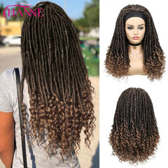 Long Dreadlock Wig With Headband Synthetic Soft Faux Locs Wigs