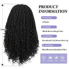 Long Dreadlock Wig With Headband Synthetic Soft Faux Locs Wigs