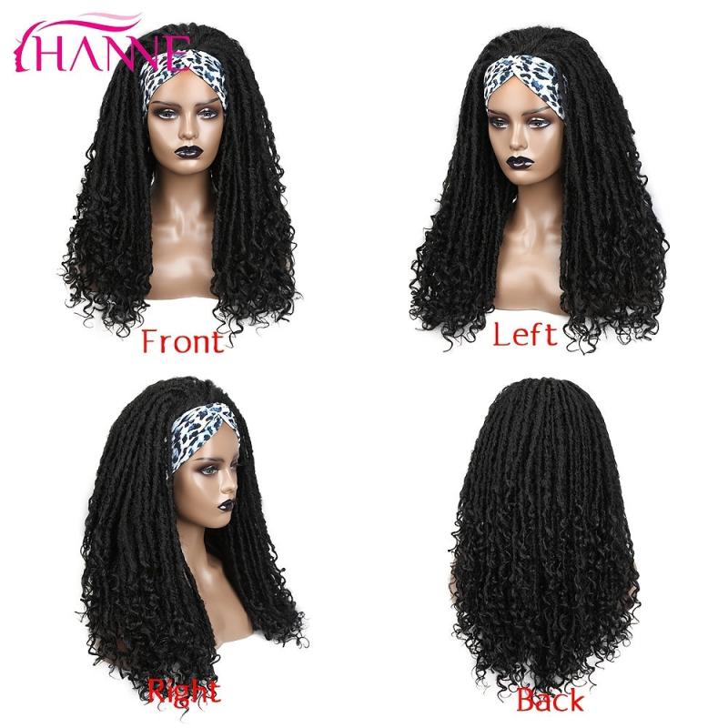 Long Dreadlock Wig With Headband Synthetic Soft Faux Locs Wigs