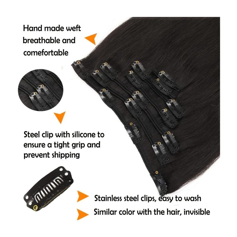 Soft Natural Clip In Hair Extensions for Women Long Straight Natural Hair