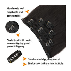 Soft Natural Clip In Hair Extensions for Women Long Straight Natural Hair