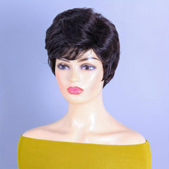 Short Pixie Cut Wigs 24cm, Wavy Synthetic Hair Replacement for Women