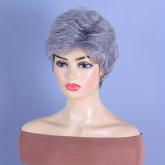 Short Pixie Cut Wigs 24cm, Wavy Synthetic Hair Replacement for Women