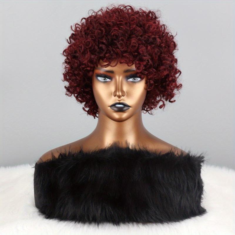 25cm Grey Afro Curly Kinky Hair Wig with Bangs Soft Synthetic Daily Party Use