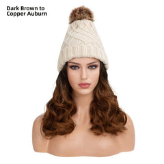 Women's Beanie Hat Knit Wavy Curly Hair Wig Winter Headdress