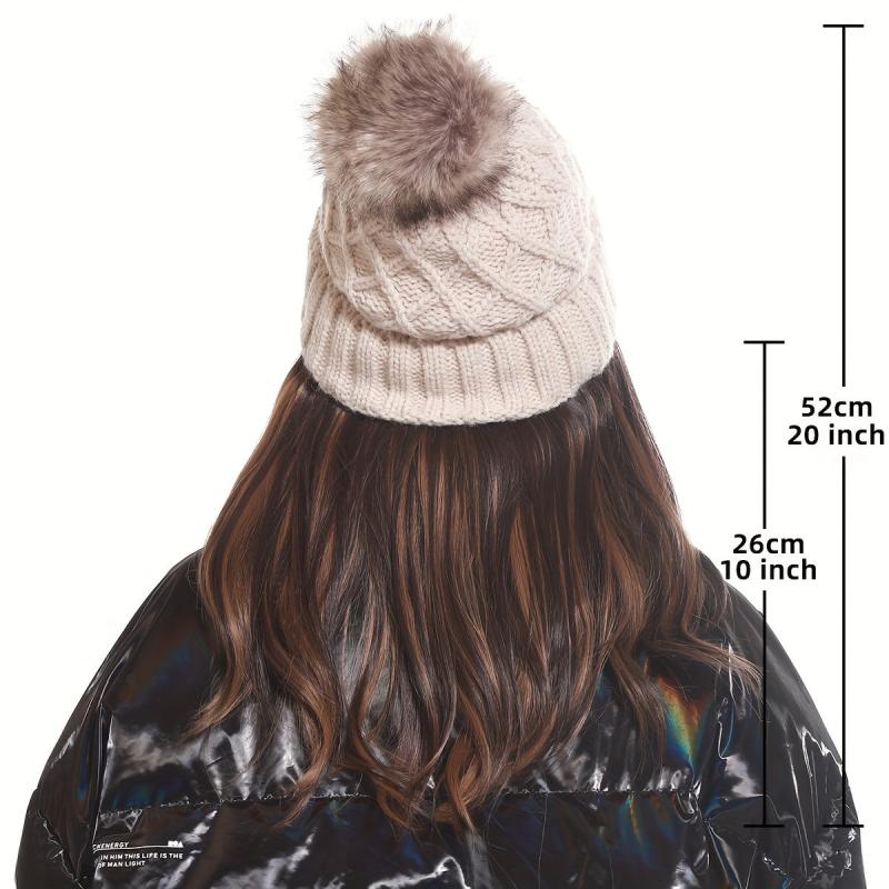 Women's Beanie Hat Knit Wavy Curly Hair Wig Winter Headdress