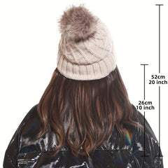 Women's Beanie Hat Knit Wavy Curly Hair Wig Winter Headdress