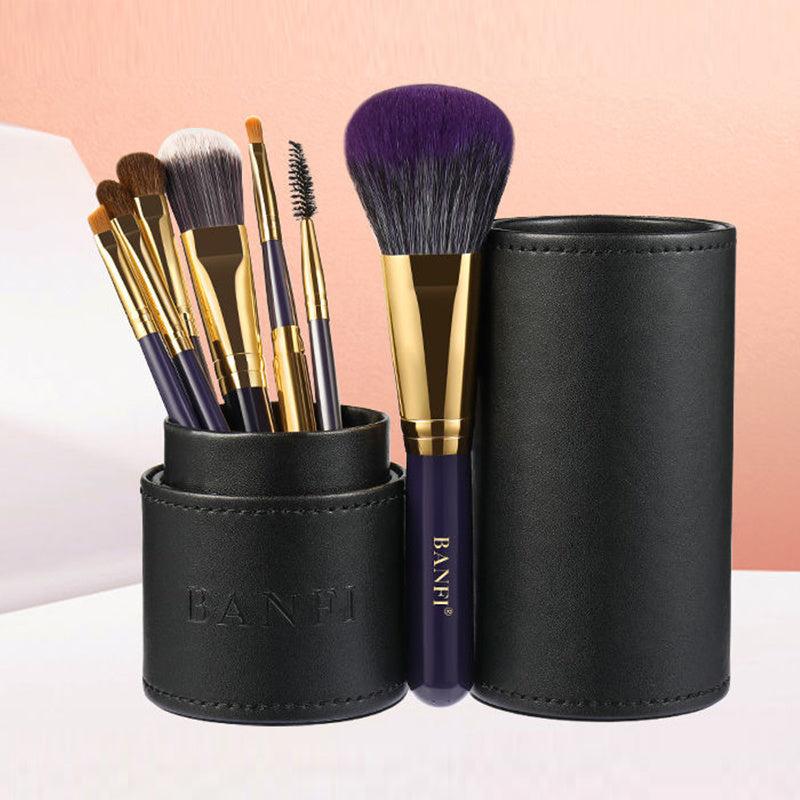 7 Makeup Brushes Set With Storage Bucket for Beauty Makeup Blush