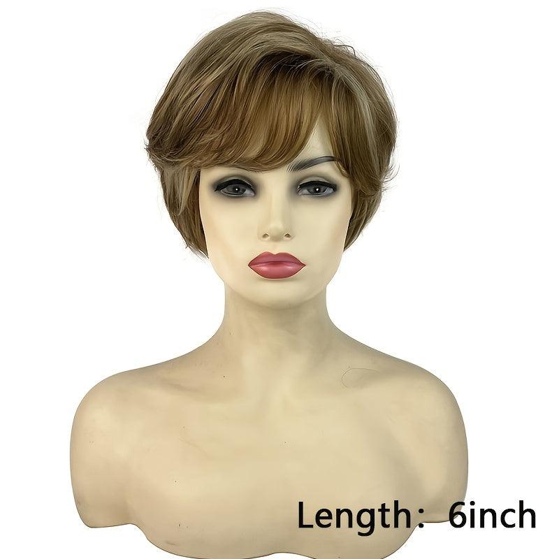 15 24 Cm Short Ombre Blonde Straight Hair Wig Synthetic Layered Fluffy Daily Use