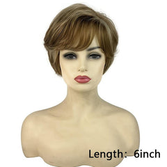 15 24 Cm Short Ombre Blonde Straight Hair Wig Synthetic Layered Fluffy Daily Use