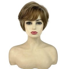 15 24 Cm Short Ombre Blonde Straight Hair Wig Synthetic Layered Fluffy Daily Use
