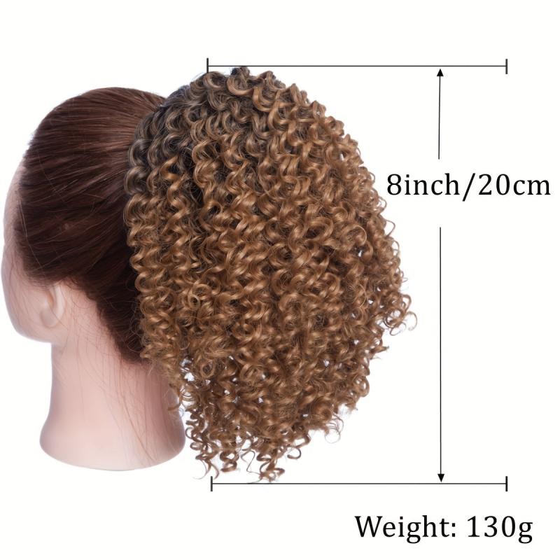 32 Cm Afro Kinky Curly Drawstring Ponytail Extensions Natural Synthetic Hair
