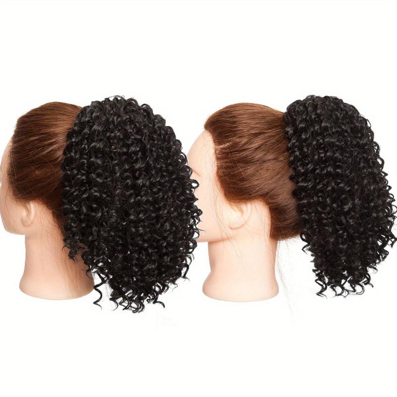 32 Cm Afro Kinky Curly Drawstring Ponytail Extensions Natural Synthetic Hair