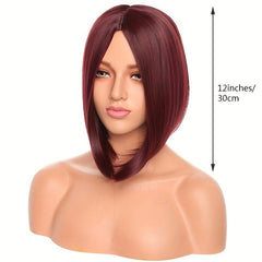 Short Straight Bob Wig Middle Part Ombre Brown Glueless Wig