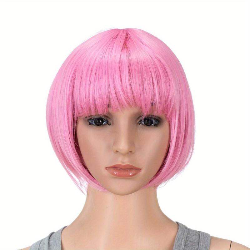 25cm Short Bob Straight Hair Wigs With Bangs in Various Colors for Cosplay Party