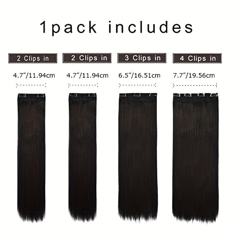 4pcs Long Straight Hair Extensions Clip In Synthetic Fiber Hair Pieces