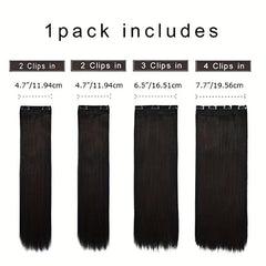4pcs Long Straight Hair Extensions Clip In Synthetic Fiber Hair Pieces