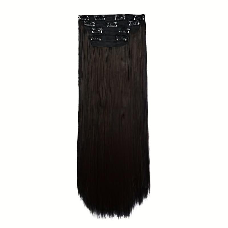 4pcs Long Straight Hair Extensions Clip In Synthetic Fiber Hair Pieces