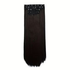 4pcs Long Straight Hair Extensions Clip In Synthetic Fiber Hair Pieces