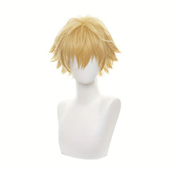 Yellow Short Wig for Men Anime Cosplay Halloween Party Wear