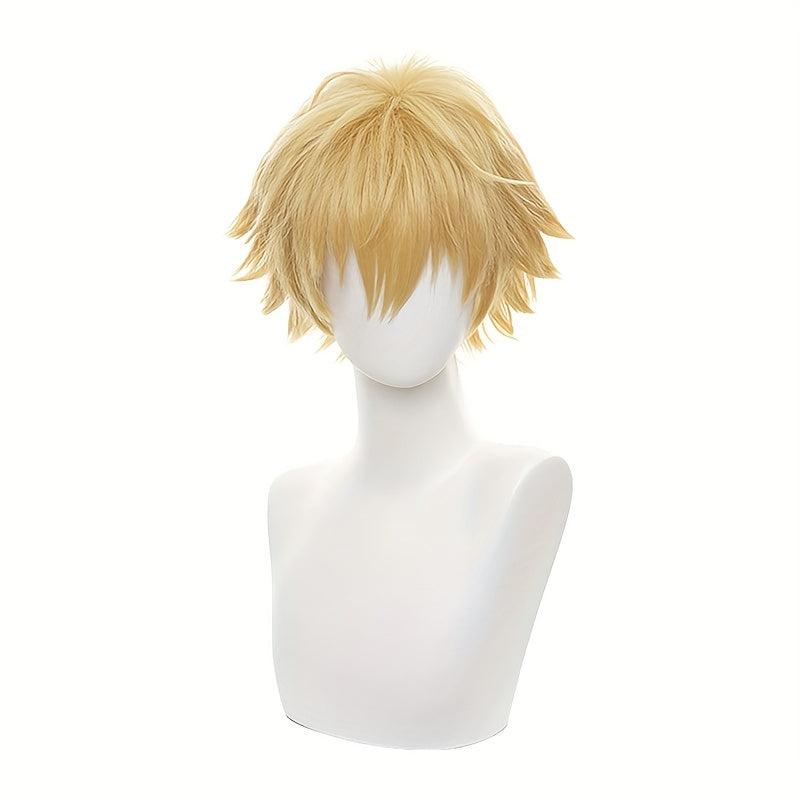 Yellow Short Wig for Men Anime Cosplay Halloween Party Wear