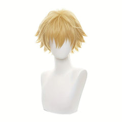 Yellow Short Wig for Men Anime Cosplay Halloween Party Wear