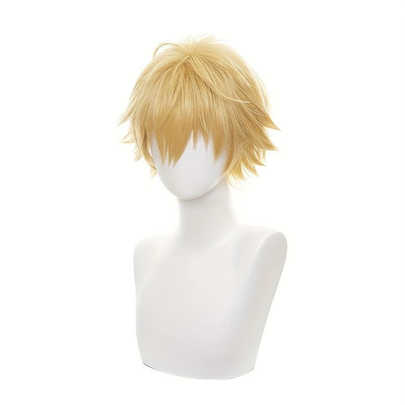 Yellow Short Wig for Men Anime Cosplay Halloween Party Wear