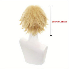 Yellow Short Wig for Men Anime Cosplay Halloween Party Wear