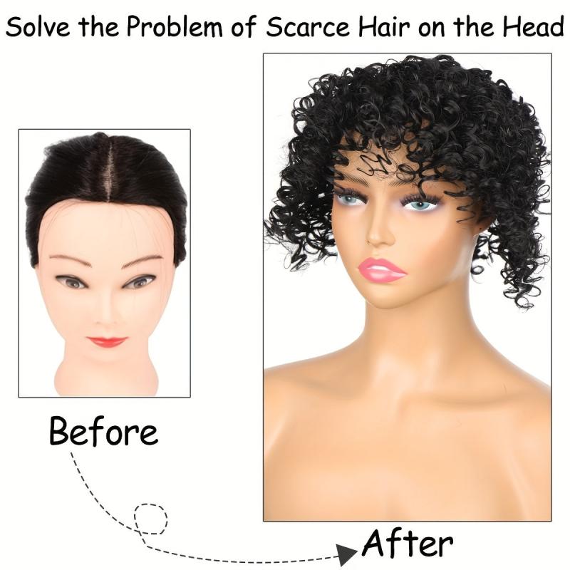 Afro Kinky Curly Hair Toppers Toupee Clip In Hair Toppers Synthetic Fiber