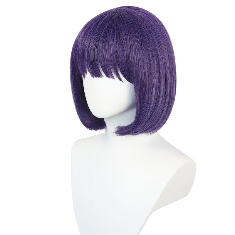 Short Purple Straight Synthetic Cosplay Wig For Halloween