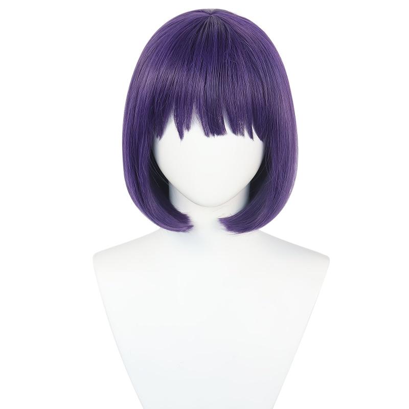 Short Purple Straight Synthetic Cosplay Wig For Halloween