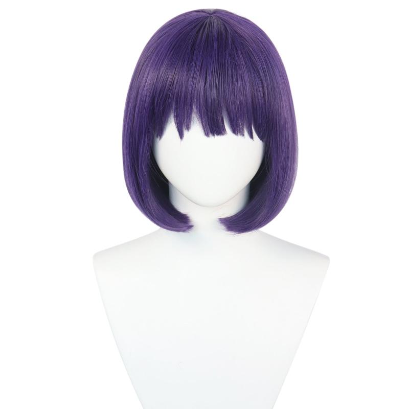 Short Purple Straight Synthetic Cosplay Wig For Halloween