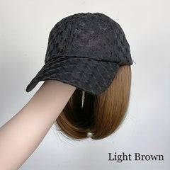Short Bob Hat Wigs 32 Cm Synthetic Baseball Cap Hair Extensions