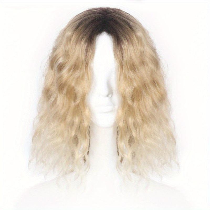 Silver Gray Wavy Bob Wig Shoulder Length Curly Hair
