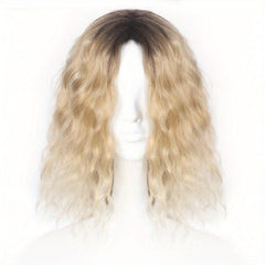 Silver Gray Wavy Bob Wig Shoulder Length Curly Hair
