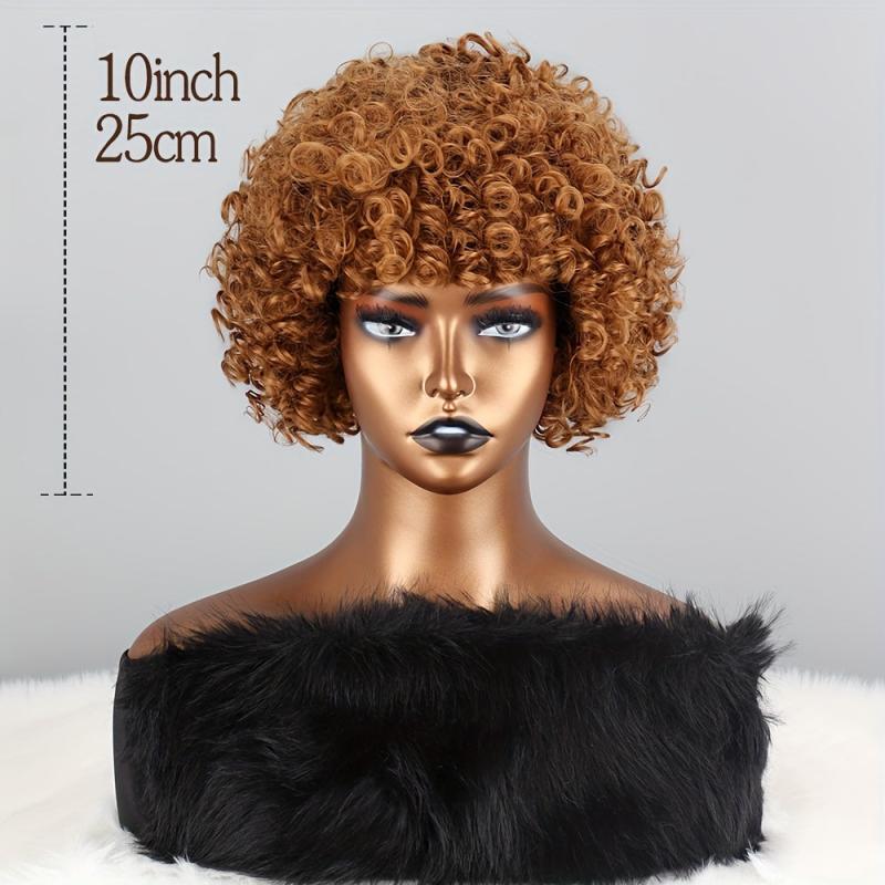 4 Cm Short Afro Curly Hair Wigs Women Daily Party Synthetic Fiber Hair Wigs