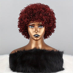 4 Cm Short Afro Curly Hair Wigs Women Daily Party Synthetic Fiber Hair Wigs