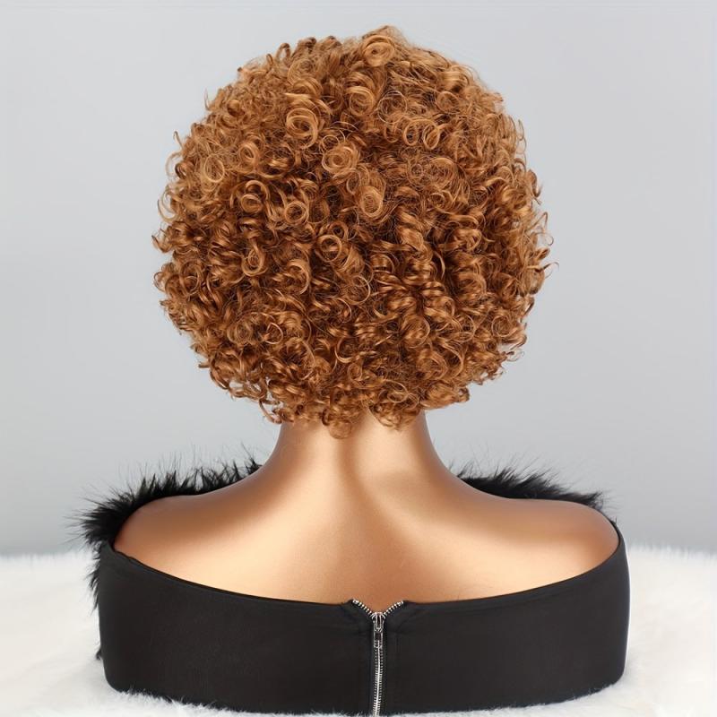 4 Cm Short Afro Curly Hair Wigs Women Daily Party Synthetic Fiber Hair Wigs