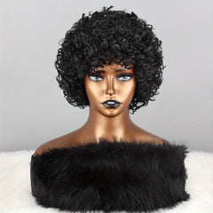4 Cm Short Afro Curly Hair Wigs Women Daily Party Synthetic Fiber Hair Wigs