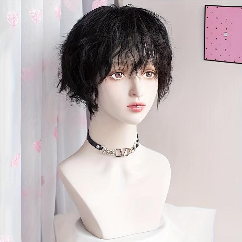 Short Curly Hair Wigs 4 Cm Synthetic Men Women Natural Heat Resistant