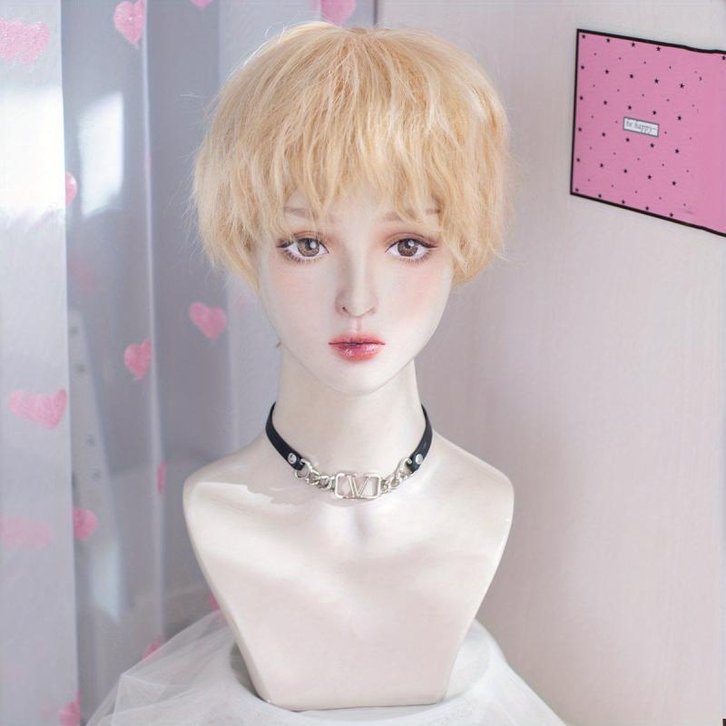 Short Curly Hair Wigs 4 Cm Synthetic Men Women Natural Heat Resistant