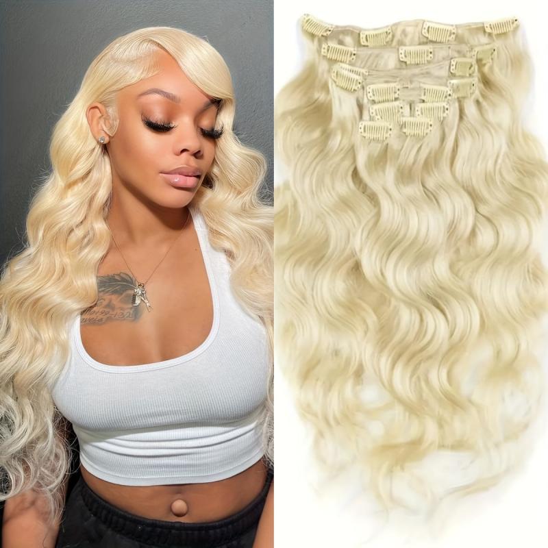 8 Pcs Set Clip In 613 Body Wave Hair Extensions Brazilian Virgin Human Hair