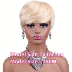 613 Blonde Short Pixie Cut Wigs 15 24 Cm No Lace Synthetic Hair Straight Wigs