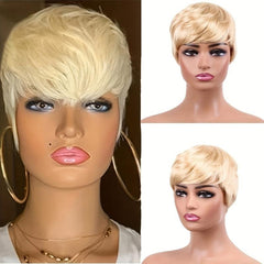 613 Blonde Short Pixie Cut Wigs 15 24 Cm No Lace Synthetic Hair Straight Wigs