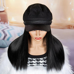 Long Straight Wig Hat for Women Easy to Wear Glueless