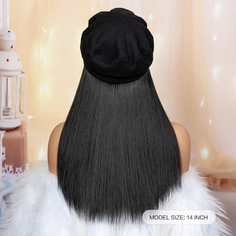 Long Straight Wig Hat for Women Easy to Wear Glueless