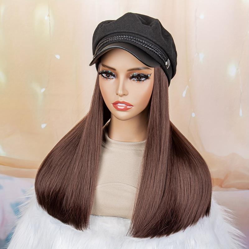 Long Straight Wig Hat for Women Easy to Wear Glueless